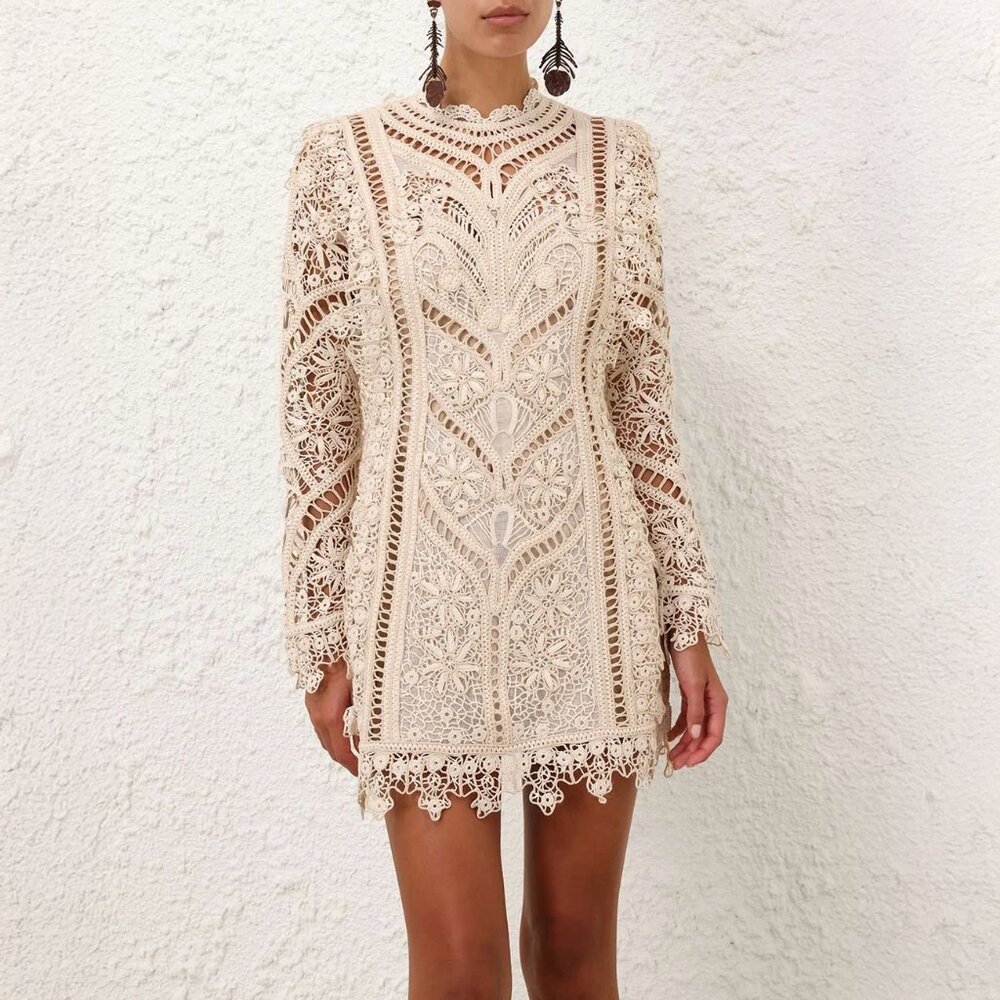Zimmermann Illuminate Cornelli Mini Dress Lace Cream Size AU 1 US 6 NEW NWT